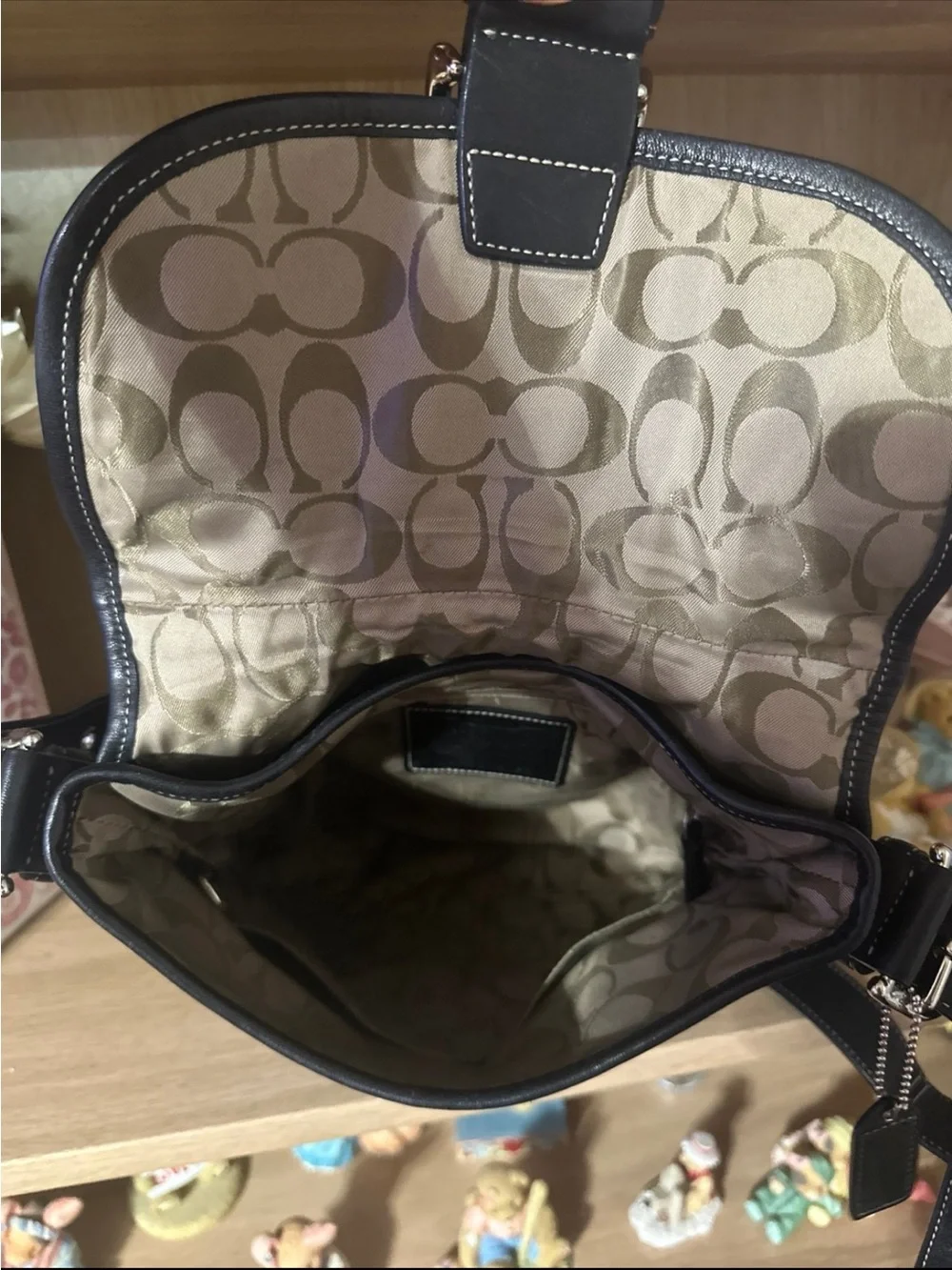 Black Leather Buckle-Front Shoulder Bag